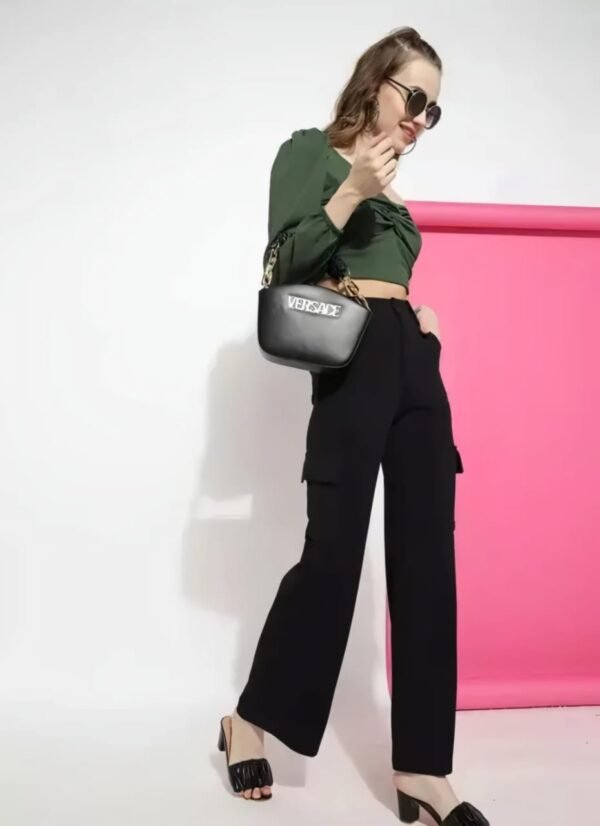 4 Pocket Cargo Trousers Pant Black For Girls Or Women - Image 2