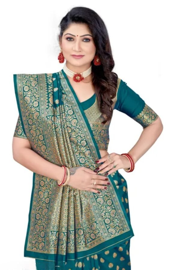 Banarasi Saree Kanjivaram Silk Saree | Banarashi Pattu Sarees | Trendy Sarees for Women & Girls | trendy sarees for farewell | Latest Party Wear Saree | Kanjeevaram Soft Silk Saree New Collection - Image 4